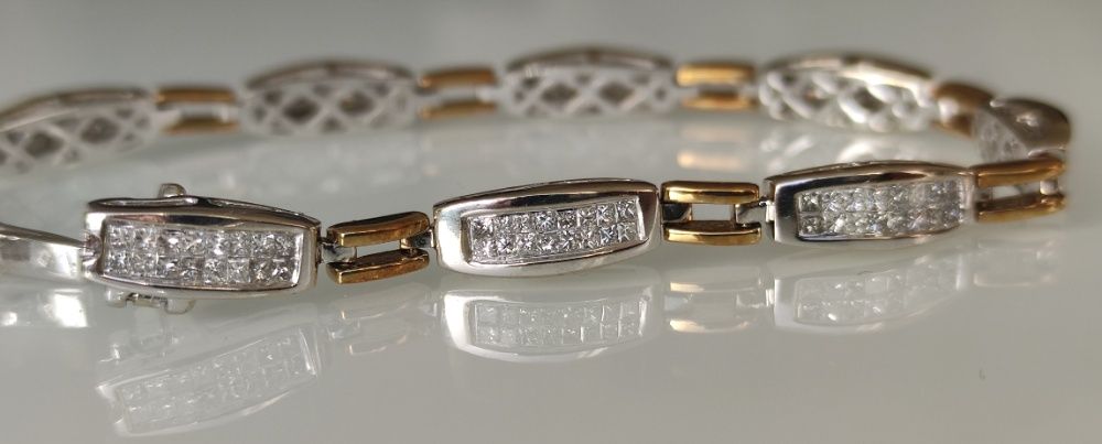Bratara platina si aur 14k cu diamante 2ct