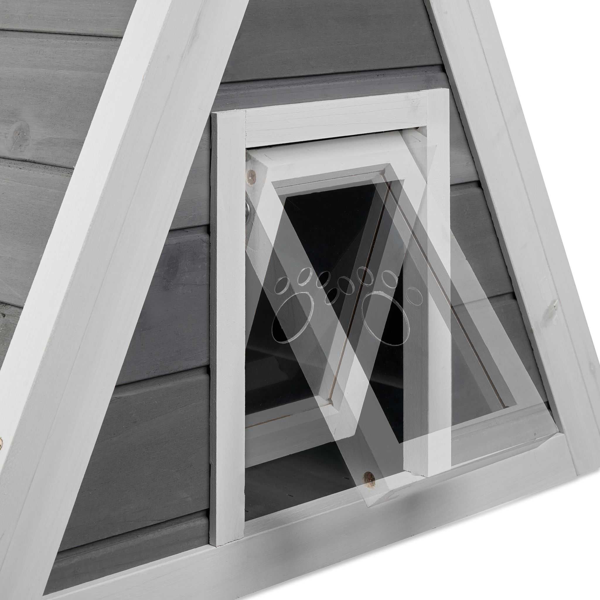 Casuta pentru pisici din lemn pentru exterior 2 intrari 54x52x64 cm