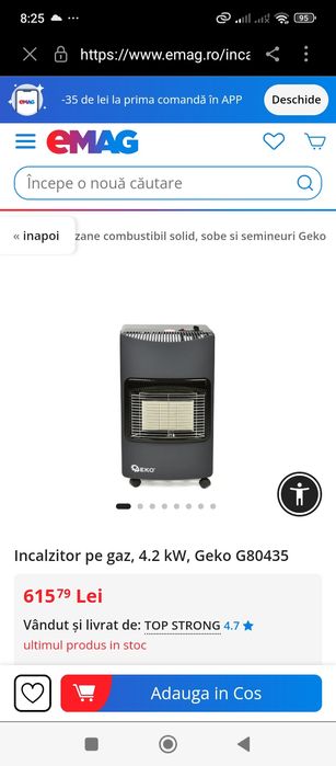 Încălzitor pe gaz 4.2 kw.
Adus din germania
Pot sa trimit sí O