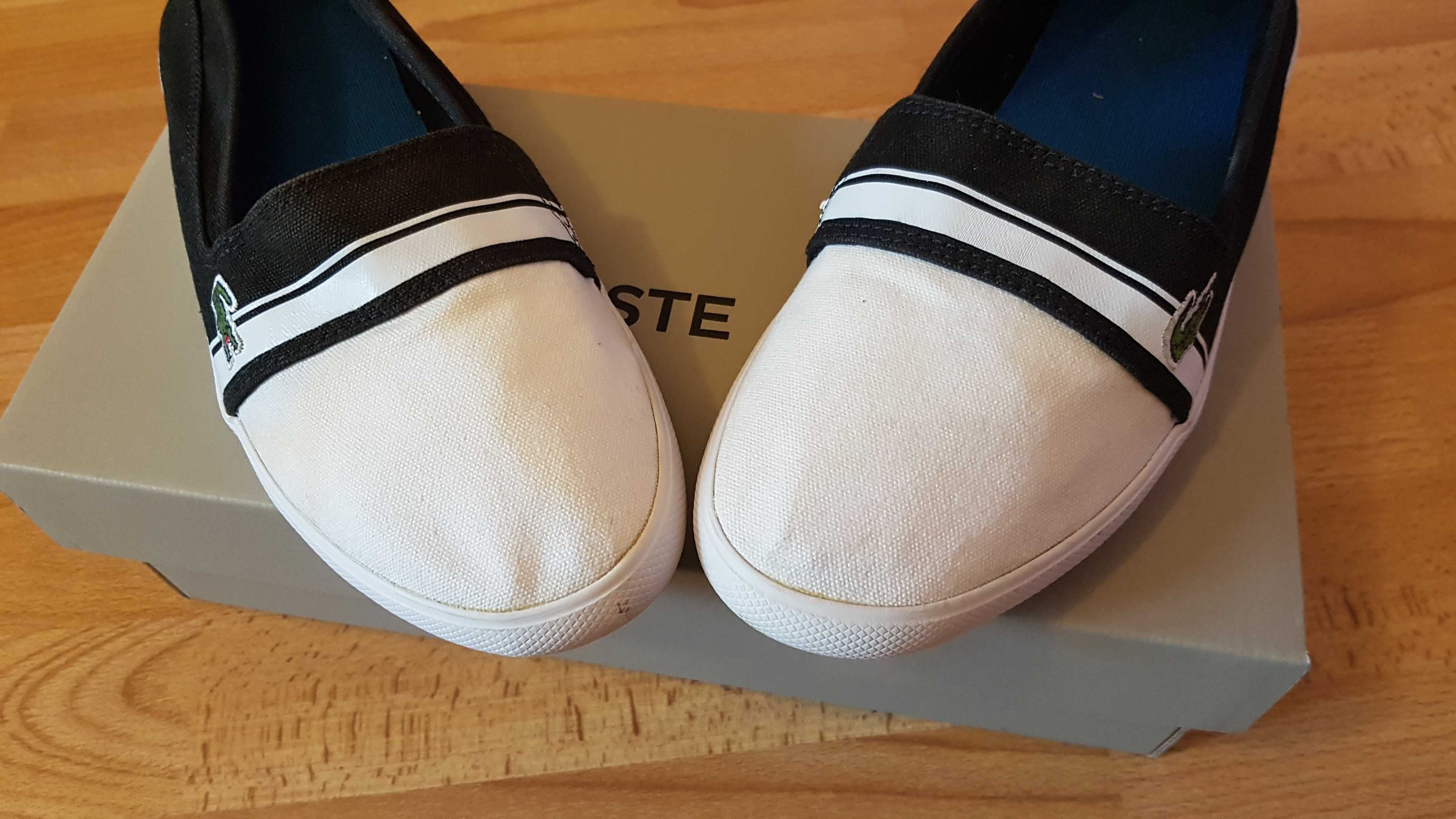 Tenisi Lacoste 37,5 alb cu negru