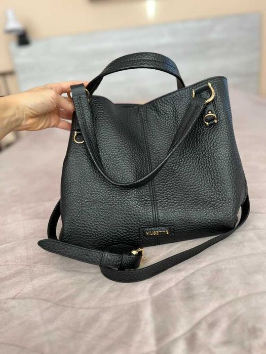 Musette чанта от естествена кожа | Като нова | Побира формат А4