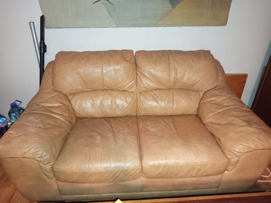 Диван двойка естествена кожа