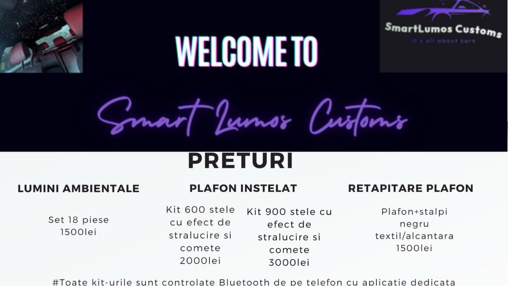 Montez plafon înstelat și lumini ambientale auto