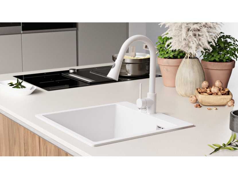 Кухненска Мивка от гранит модел Осло 50 XXL 490 x 500 mm - бяла