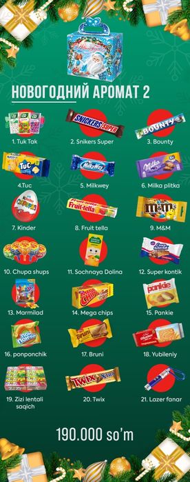 Yangi yil sovg‘a qutilari perechesleniyagaham bor