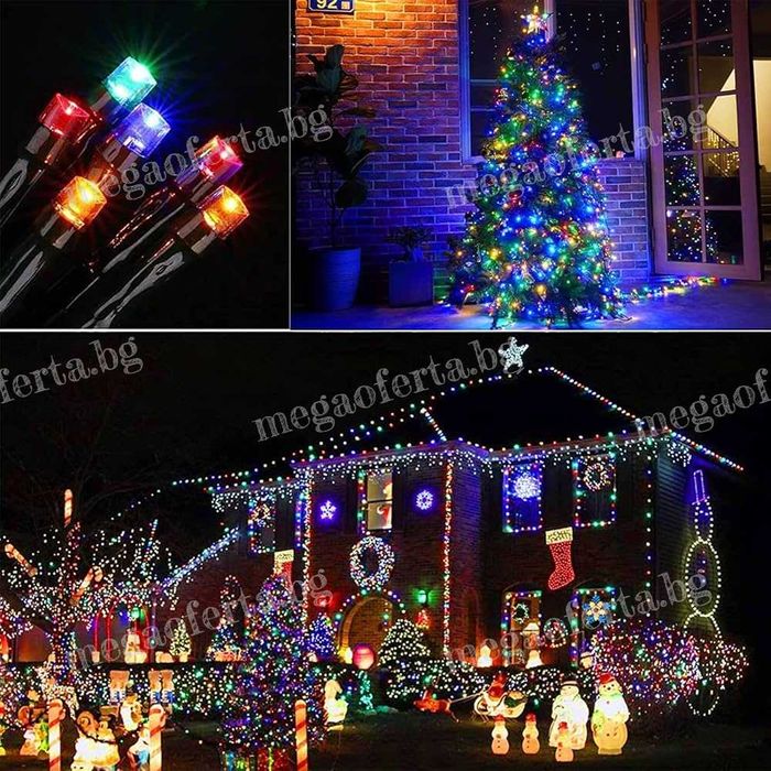 Светлинна верига 50м. от 250 Led коледни лампички RGB многоцветни