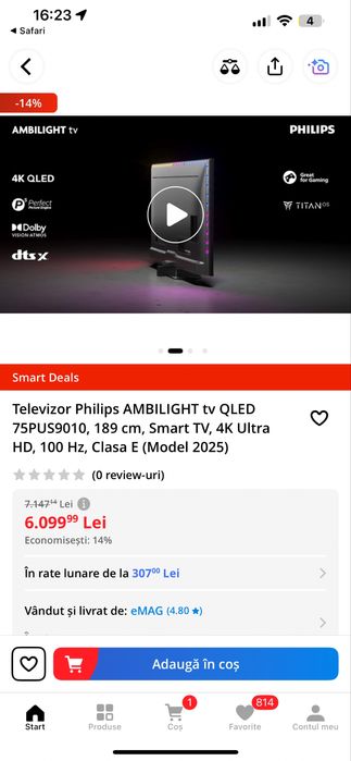 Televizor Philips  75’’ 189cm 4K ULTRA HD