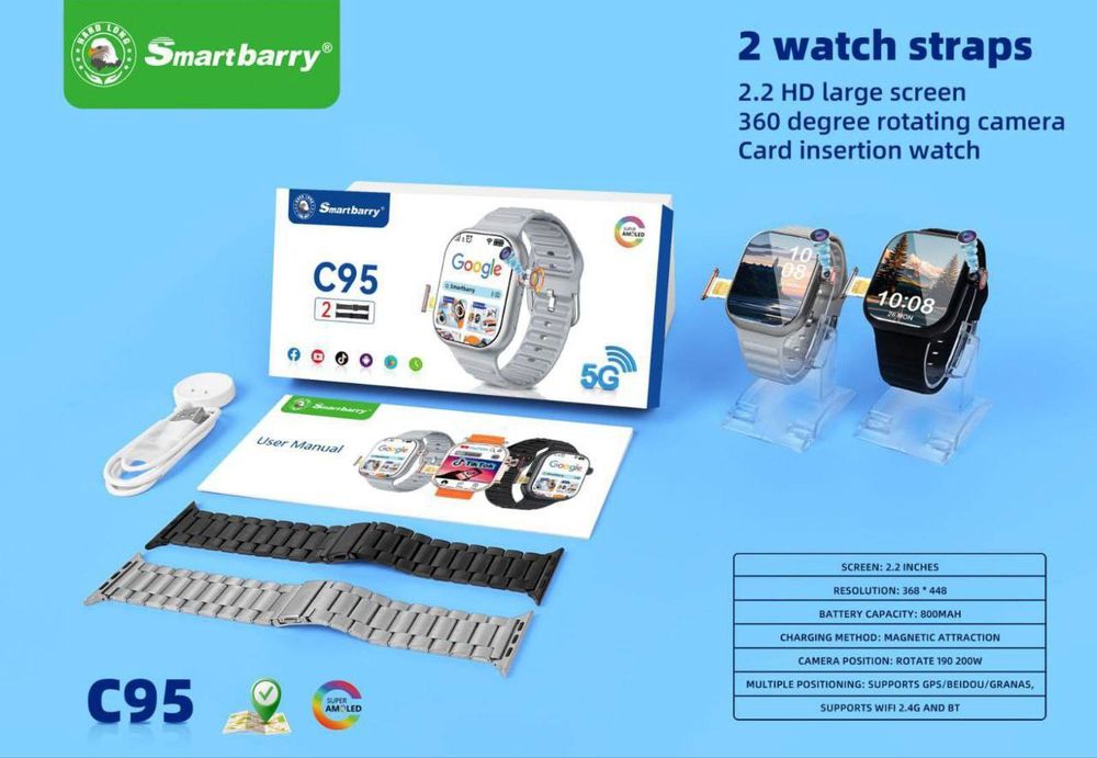 Smart Watch C95 – Yangi, 64 GB xotira,  kamera,