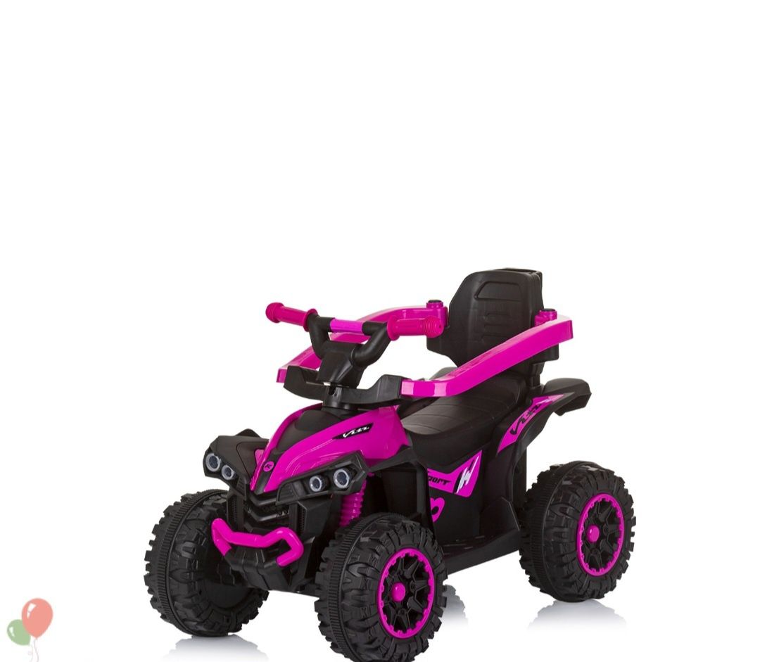 Кола за яздене с дръжка chipolino ATV розова