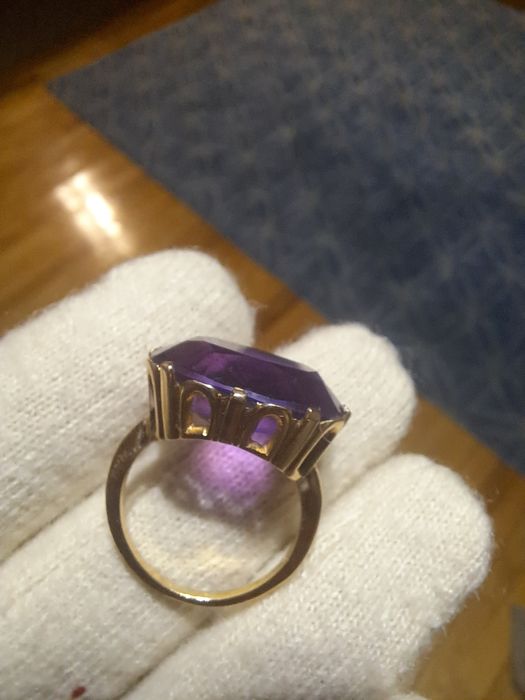 IRedus de Pasti Inel vintage cu ametist uriaș din aur de 14k