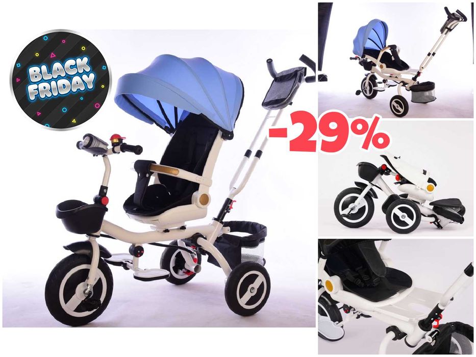 Tricicleta copii 3in1 pliabia, scaun rotativ pozitie somn! -29% OFERTA