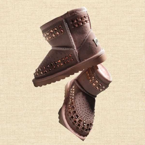 Замшевые полусапожки со стразами  27 размер для  девочек