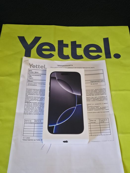 256GB iPhone 16 Pro Yettel Гаранция 2026г. Black | Черен