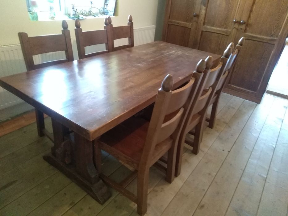 Masă lemn masiv+6 scaune