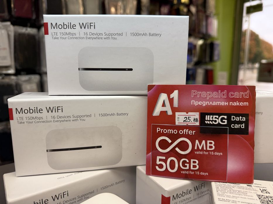 Безжичен рутер бисквитка E5576 4G LTЕ, батерия 1500 mAh,преносим WiFi