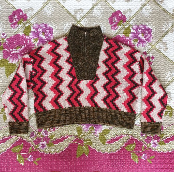 Pulover gros pe gat multicolor mix lana alpaca Closed