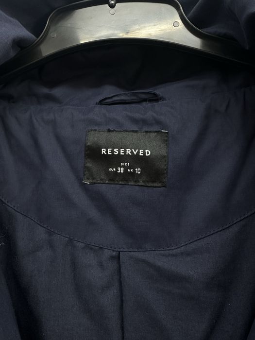 Jacheta/Parka lunga bleumarin cu gluga de primavara/toamna