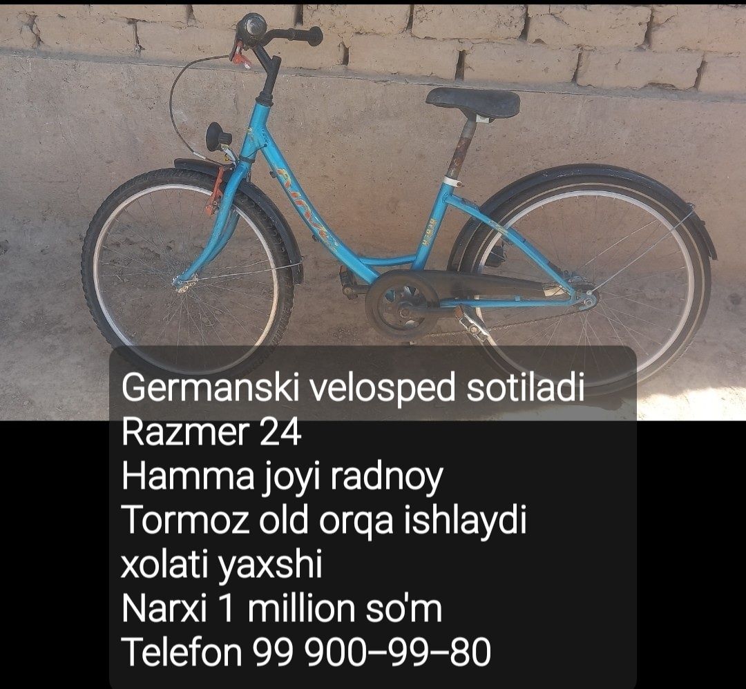 Germanski velosped sotiladi Razmer 24 Qismlari radnoy o'zini holatida