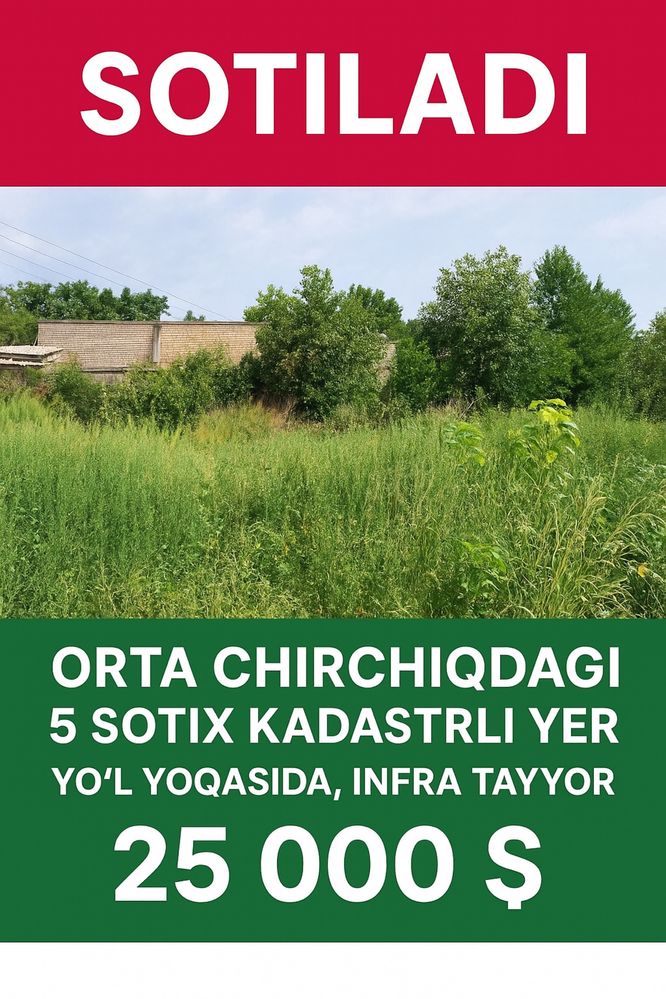 Orta chirchiqda yer sotiladi