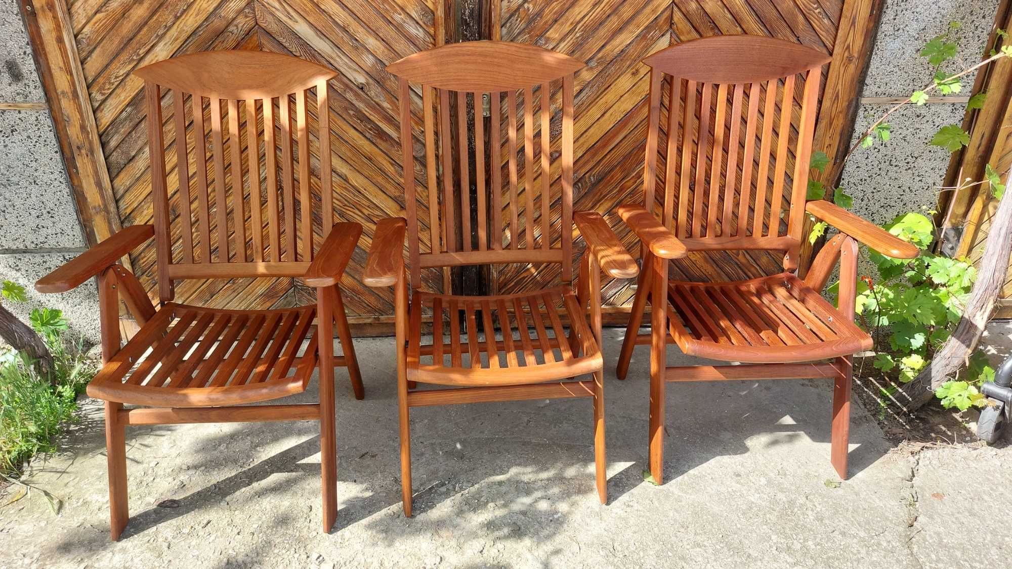 Градински столове и маса от тиково дърво, стъваеми, регулируем наклон