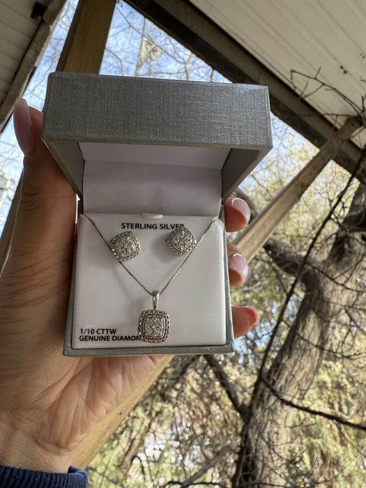 Серебряный набор , с бриллиантами