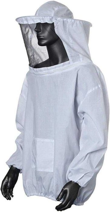 Costum de protectie apicultura, unisex, cu voal detasabil, alb