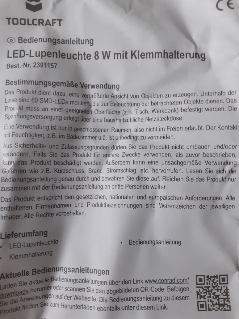 Led -lupenleuchte 8w MIT klemmhalter  Лед лампа с лупа une