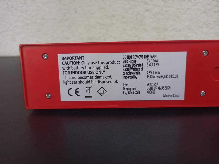 Decoratiune luminoasa pe baterii 3 x AA rosie XMAS craciun