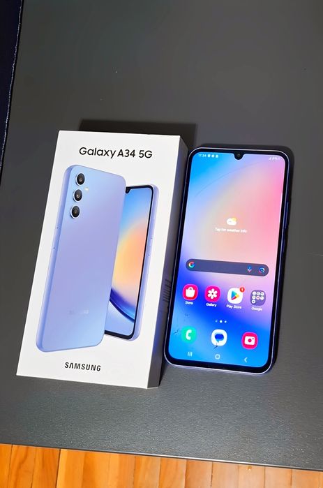 Телефон Samsung Galaxy A34 5G —работещ, с леко напукано стъкло