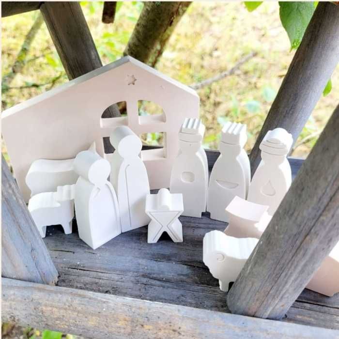 Decoratiuni ipsos de pictat pentru ateliere copii, model Craciun