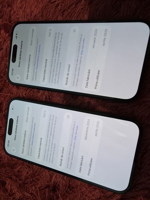 -Iphone 15, Nou, 128Gb, 6Ram, bat: 100%: 20-57 cicluri incarcare, Blac