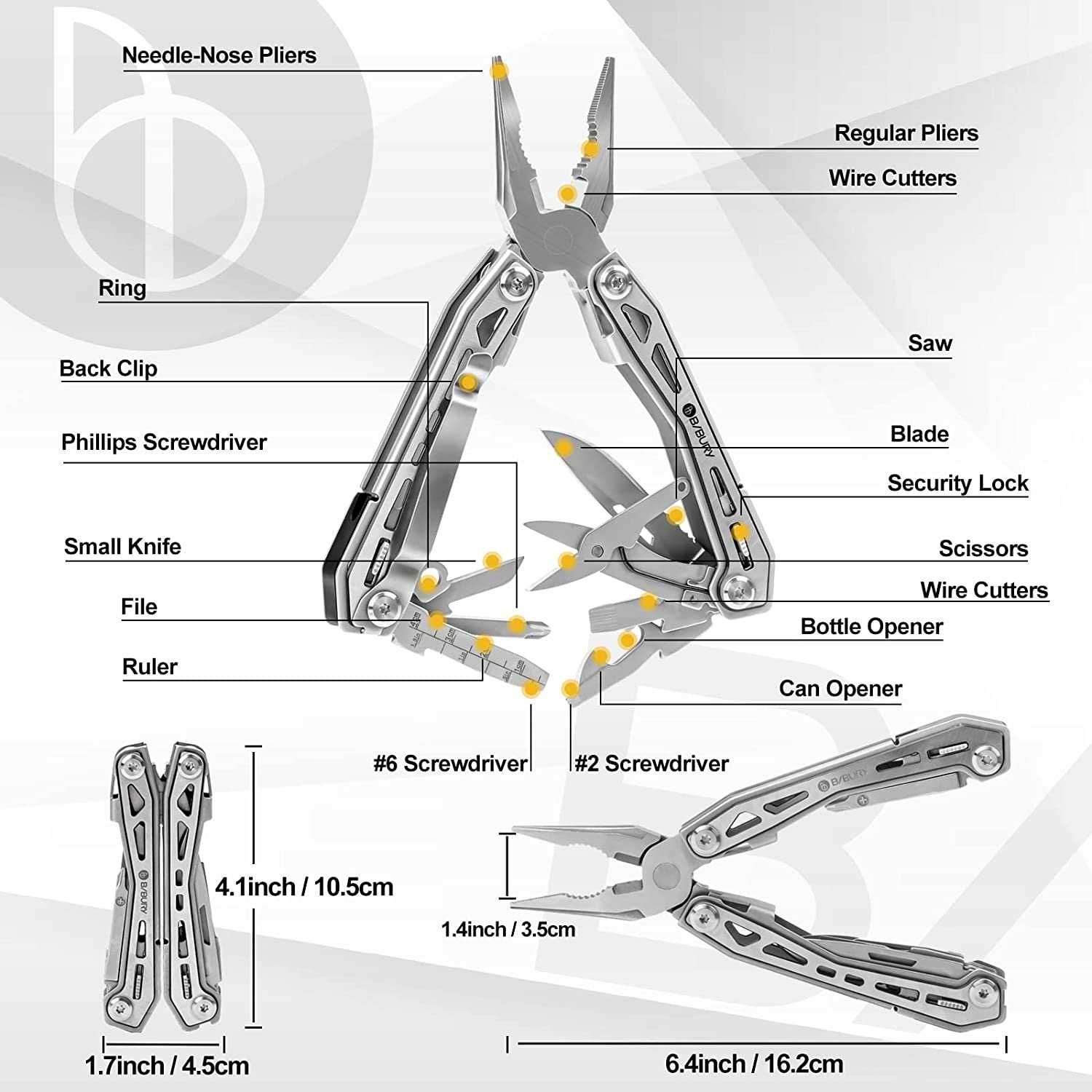 Bibury Multi-Tool 18 в 1 мултитул-с титаниево покритие