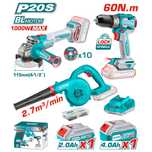 Комплект акумулаторни инструменти TOTAL TOSLI241192E, 20 V, 2/4 Ah