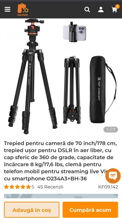 Trepied pentru cameră de 70 inch/178 cm, trepied ușor pentru DSLR în a