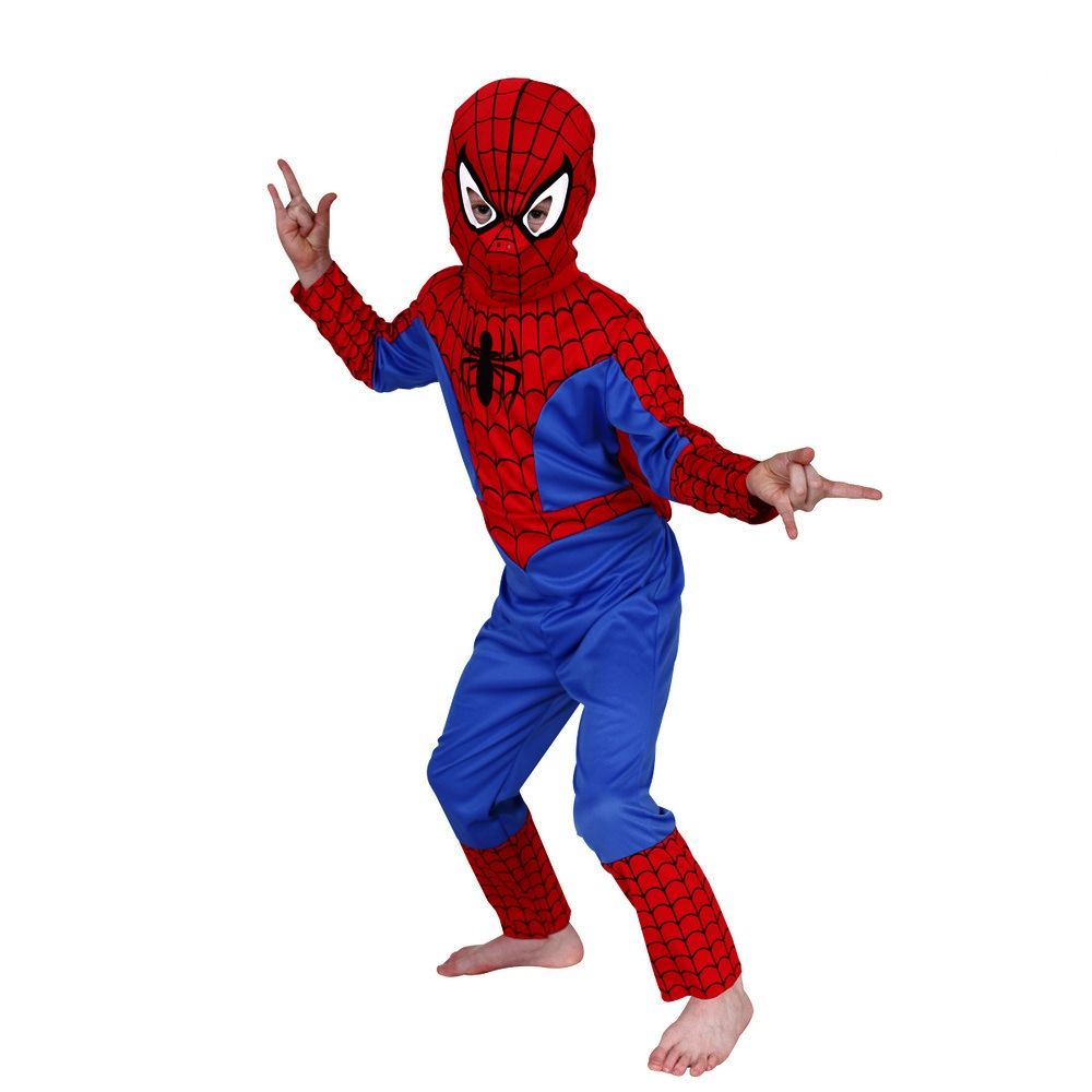 Costum First Spiderman, 100% poliester, 100-110 cm si masca plastic