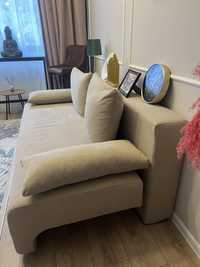 Canapea extensibilă cu spatiu depozitare 3 locuri, culoare crem
