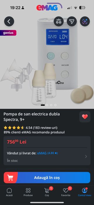 Pompa de san electrica dubla Spectra, 9+ NOUA