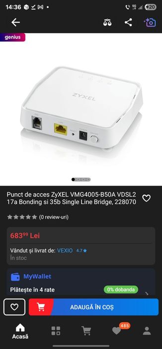 Punct de acces ZyXEL VMG4005-B50A VDSL2 17a Bonding si 35b Single Line