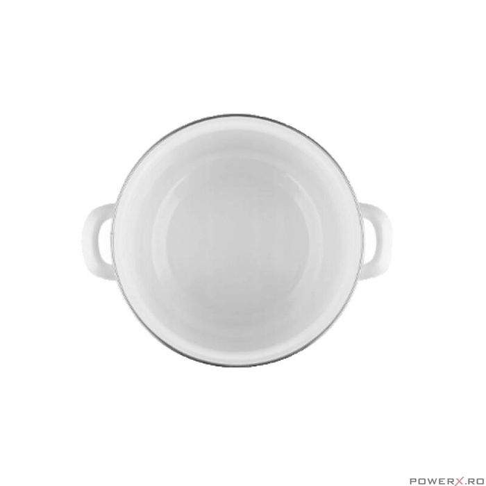 Oala cu capac, din inox emailat lucios, alba, 14l, 28cm, Kanila,
