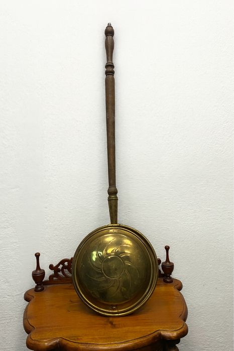 месингов нагревател за легло Англия  каминен елемент тиган за кестени