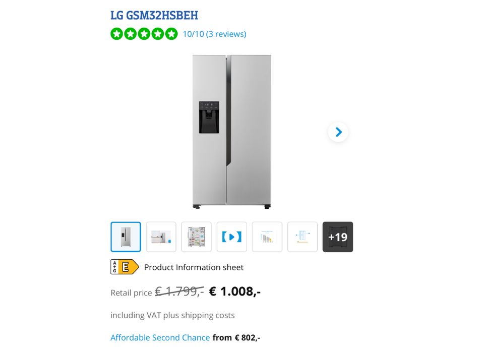 Frigider side-by-side LG GSM32HSBEH