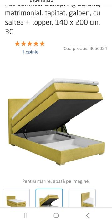 Pat boxspring galben