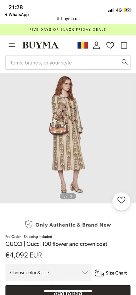 Gucci trench coat 100th anniversary