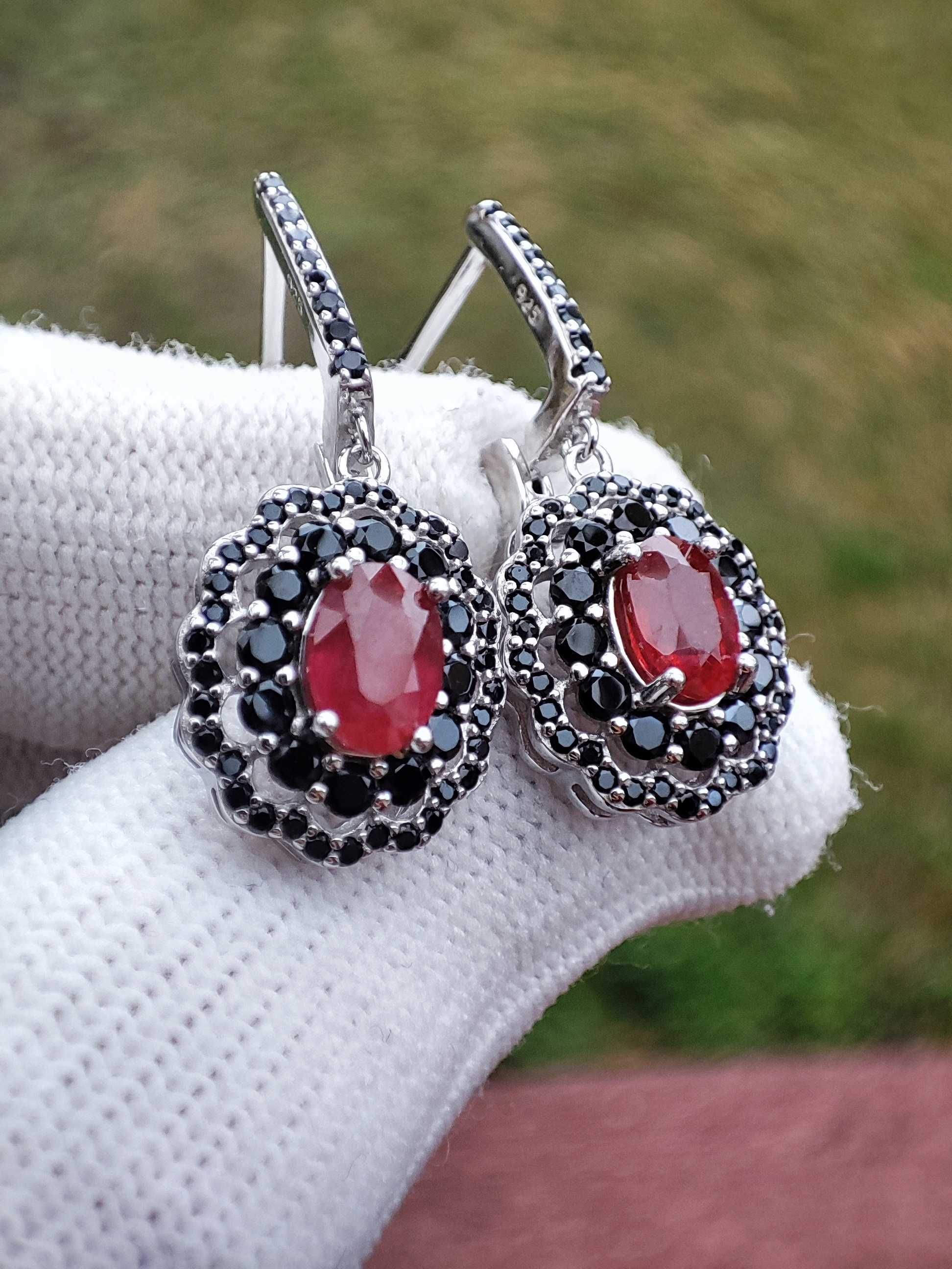 925 Cercei Argint Cu Rubin Si Spinel