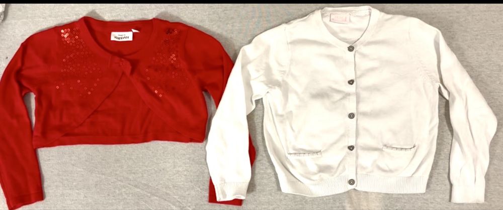 Set bolero cardigan alb rosu