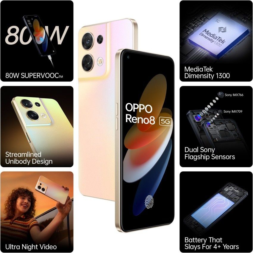 Oppo Reno 8 5G  8/128Gb Gold Kamplekt