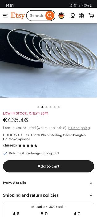 Set 10 bratari argint Bangles 94 grame