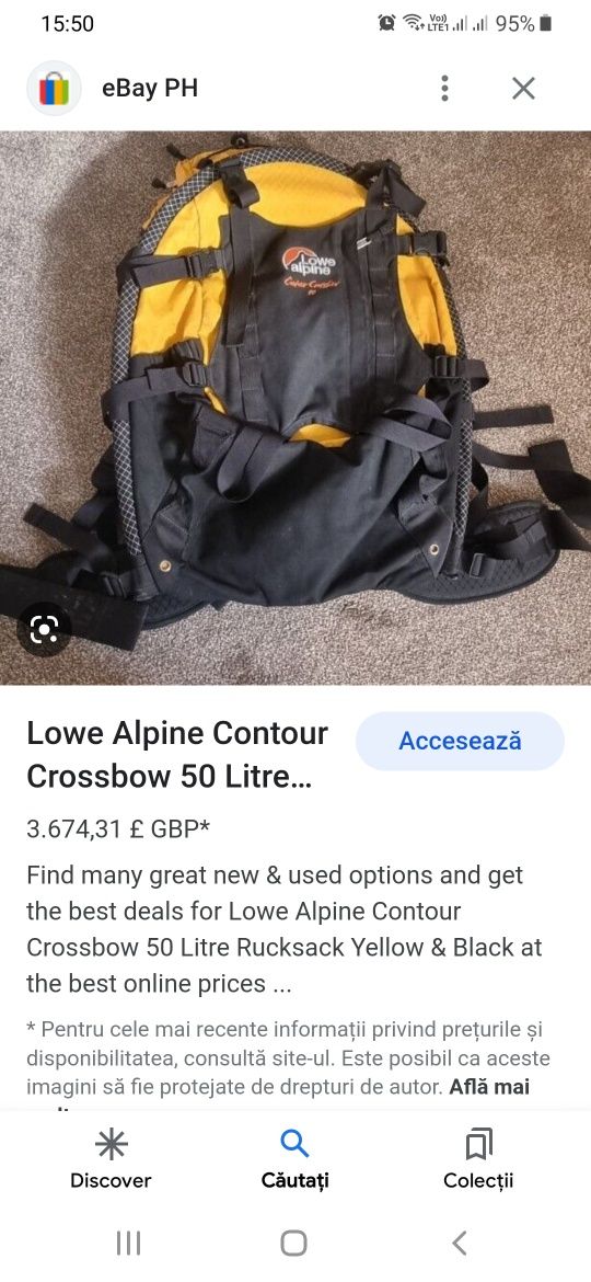 Lowe Alpine Contour crossbow 50 rucsac ghiozdan rucsak drumeție munte