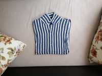 Мъжка риза от вискоза на бели и сини черти "H&M"