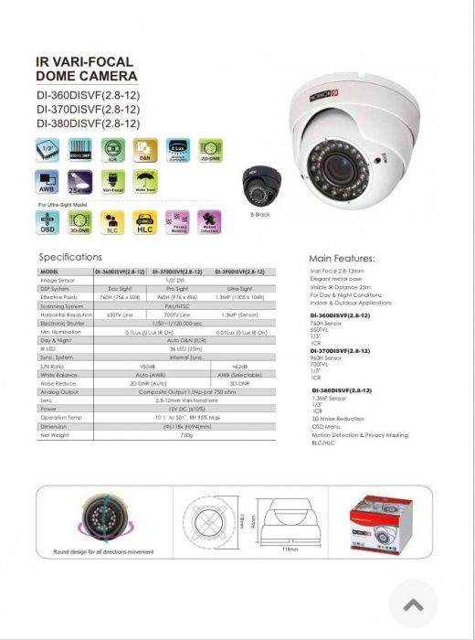 Видеокамеры Provision ISR DI - 360DISVF(2.8-12)- W